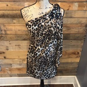 Leopard one shoulder dress